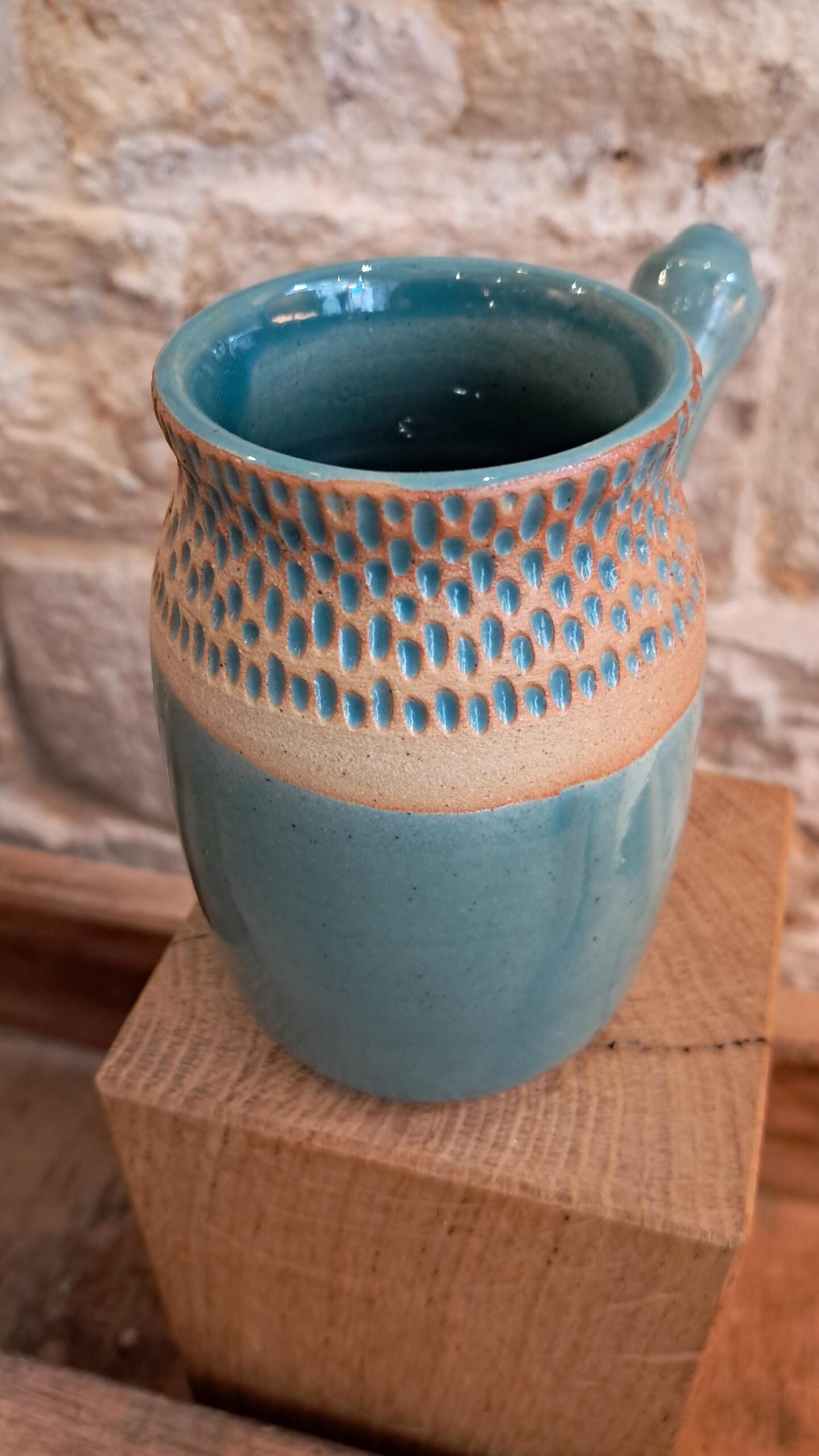 Lota pour le Jala Neti, verte bleue, vue du dessus